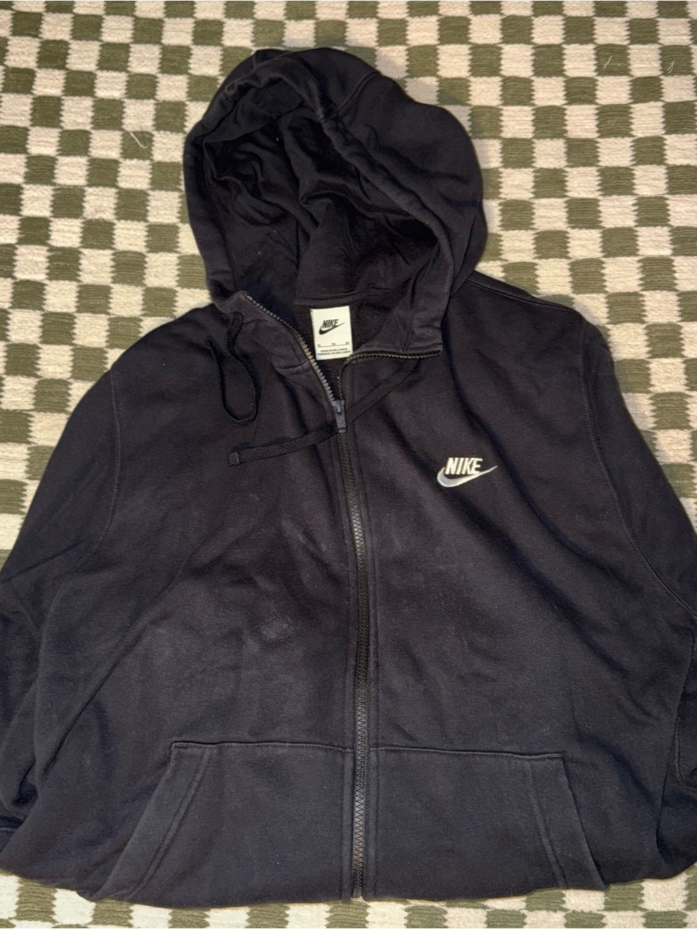 Nike Black Zip-Up Hoodie with White Swoosh